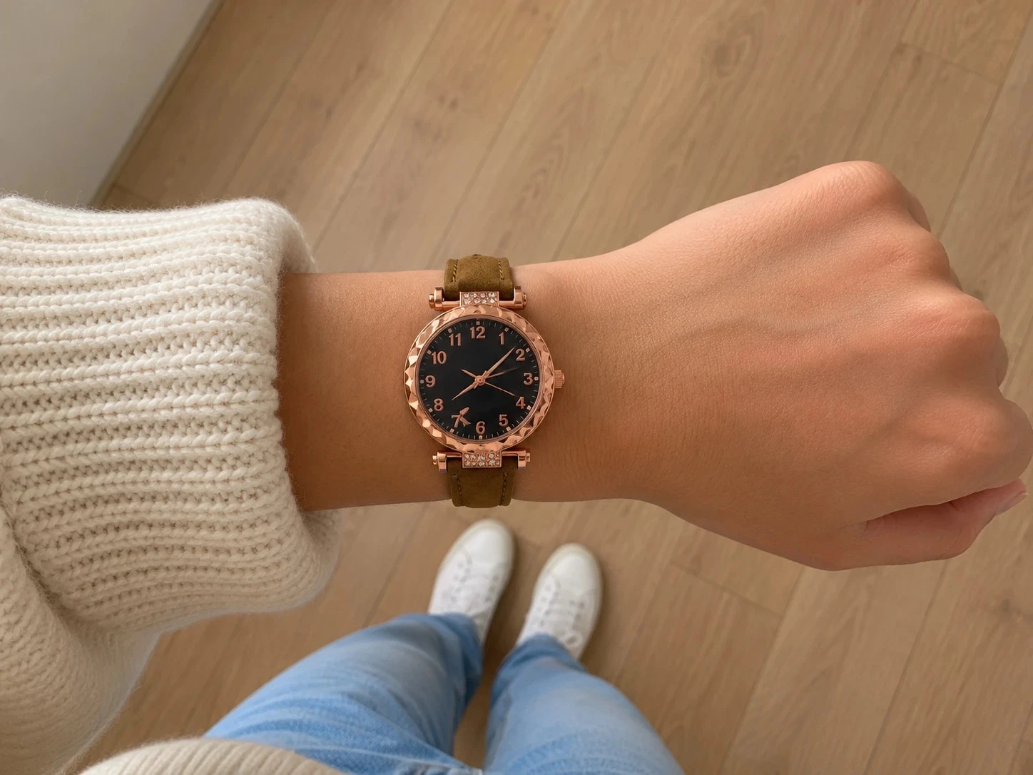 Fantaisie Chic Horloge - Vergulde Behuizing & Bruin Beige Armband – photo 6